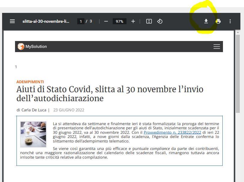 Proroga Autodichiarazione Aiuti di Stato